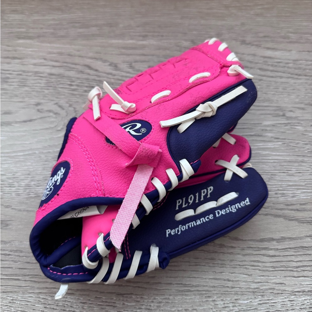 Rawlings Pink Navy Youth Baseball Softball Glove